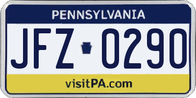 PA license plate JFZ0290
