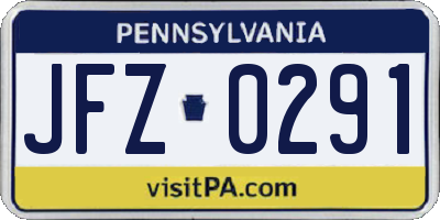 PA license plate JFZ0291