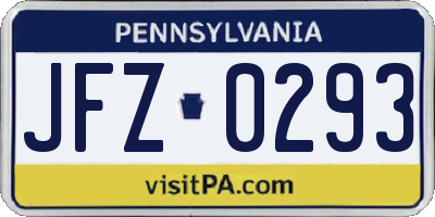 PA license plate JFZ0293