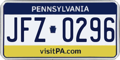 PA license plate JFZ0296