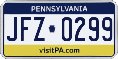 PA license plate JFZ0299