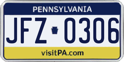 PA license plate JFZ0306