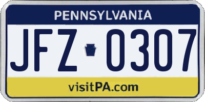PA license plate JFZ0307
