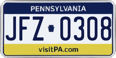 PA license plate JFZ0308