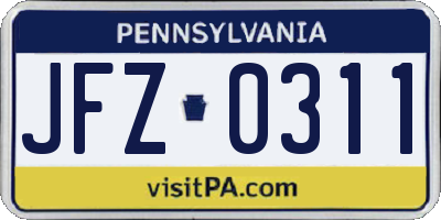 PA license plate JFZ0311