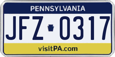 PA license plate JFZ0317
