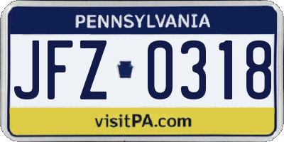 PA license plate JFZ0318
