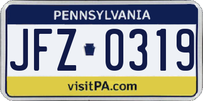 PA license plate JFZ0319
