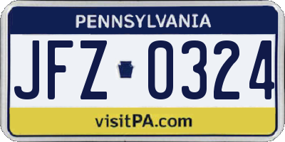 PA license plate JFZ0324