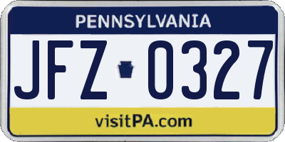PA license plate JFZ0327