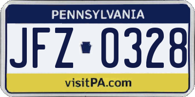 PA license plate JFZ0328