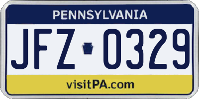 PA license plate JFZ0329