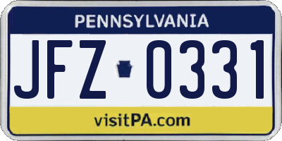 PA license plate JFZ0331