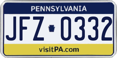 PA license plate JFZ0332