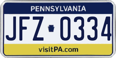 PA license plate JFZ0334