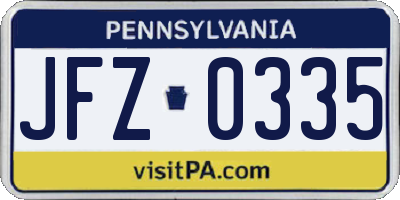 PA license plate JFZ0335