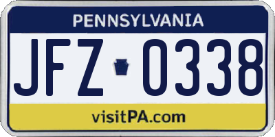 PA license plate JFZ0338
