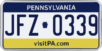 PA license plate JFZ0339