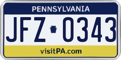 PA license plate JFZ0343