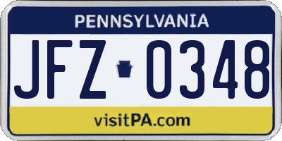 PA license plate JFZ0348