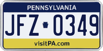 PA license plate JFZ0349