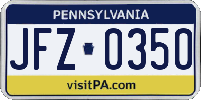 PA license plate JFZ0350