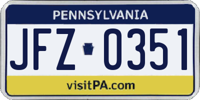 PA license plate JFZ0351