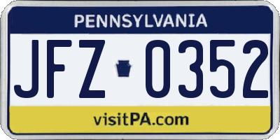 PA license plate JFZ0352