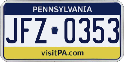 PA license plate JFZ0353
