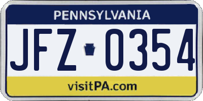 PA license plate JFZ0354