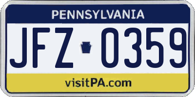 PA license plate JFZ0359