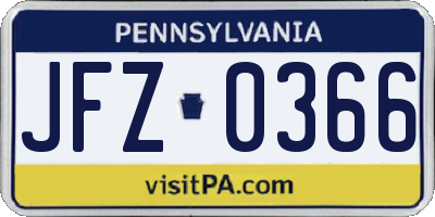 PA license plate JFZ0366