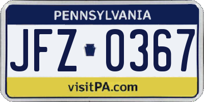 PA license plate JFZ0367