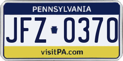 PA license plate JFZ0370