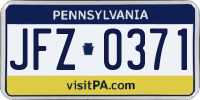 PA license plate JFZ0371