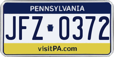 PA license plate JFZ0372