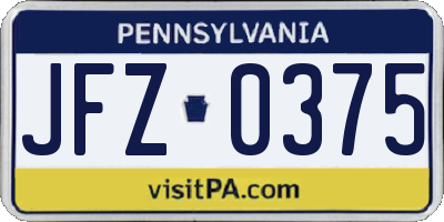 PA license plate JFZ0375
