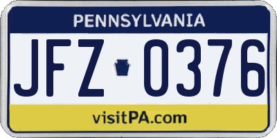 PA license plate JFZ0376