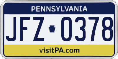 PA license plate JFZ0378