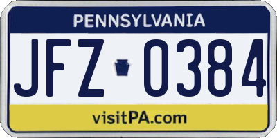 PA license plate JFZ0384