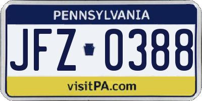 PA license plate JFZ0388