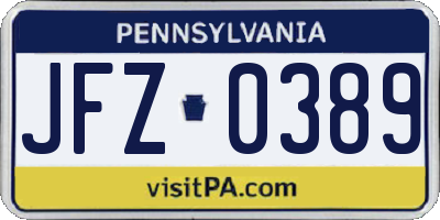 PA license plate JFZ0389