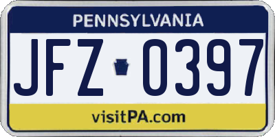 PA license plate JFZ0397