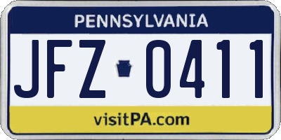 PA license plate JFZ0411