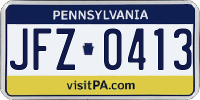 PA license plate JFZ0413