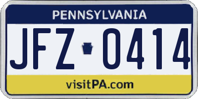 PA license plate JFZ0414