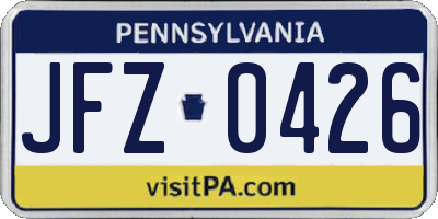 PA license plate JFZ0426