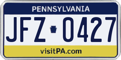 PA license plate JFZ0427
