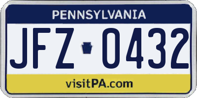 PA license plate JFZ0432