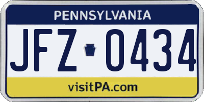 PA license plate JFZ0434